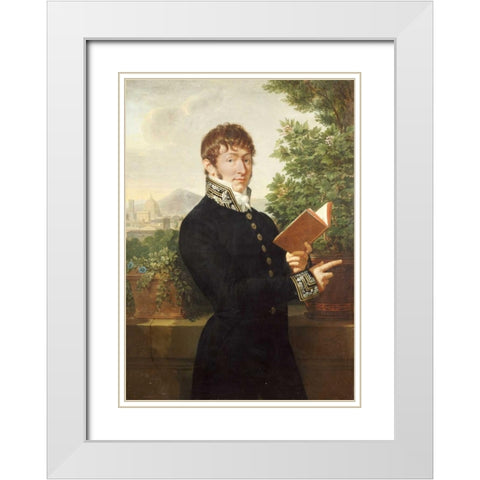 Portrait of An Official, Standing Above Florence White Modern Wood Framed Art Print with Double Matting by Fabre, Francois-Xavier
