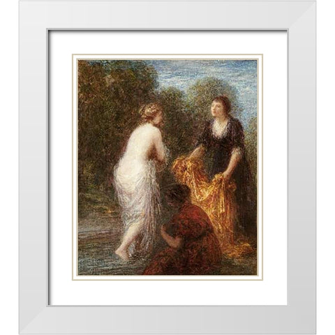 Bath Robe White Modern Wood Framed Art Print with Double Matting by Latour, Henri Fantin