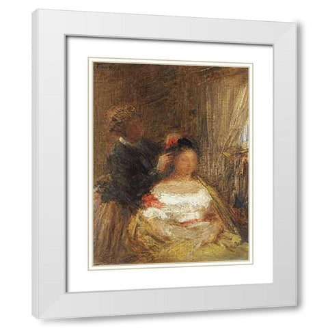The Hairdresser White Modern Wood Framed Art Print with Double Matting by Latour, Henri Fantin