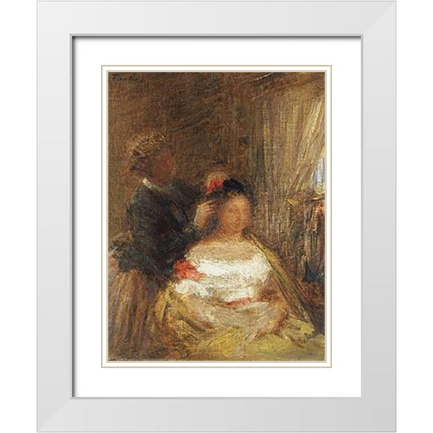 The Hairdresser White Modern Wood Framed Art Print with Double Matting by Latour, Henri Fantin