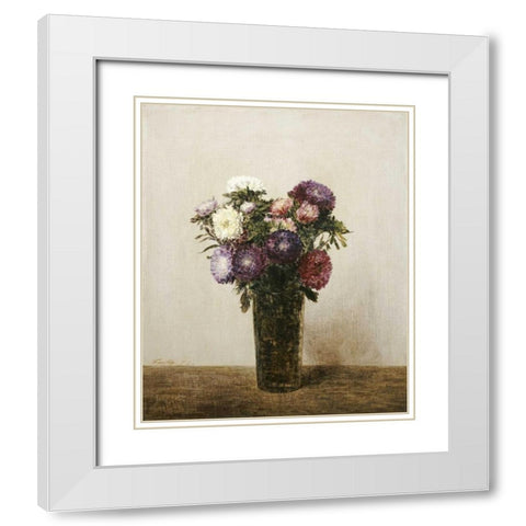 Vase De Fleurs White Modern Wood Framed Art Print with Double Matting by Fantin-Latour, Henri
