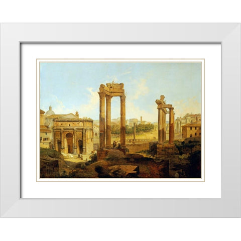 The Forum, Rome White Modern Wood Framed Art Print with Double Matting by Faure, Jean Victor Louis
