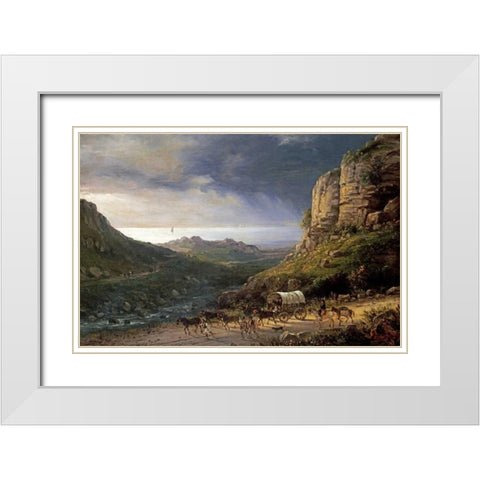 A Wagon On a Path White Modern Wood Framed Art Print with Double Matting by Ferri, Domenico