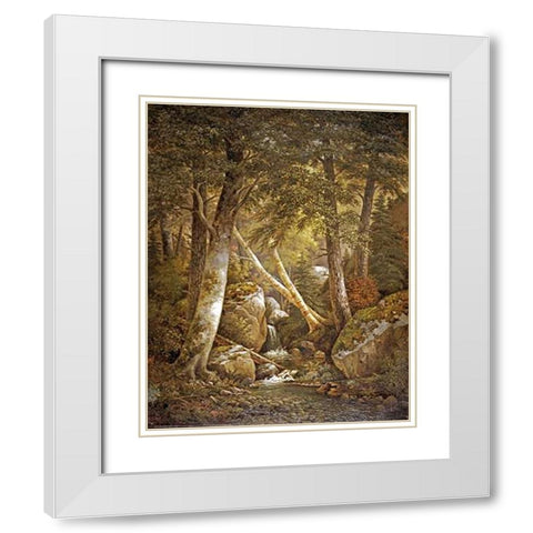 Wooded Interior White Modern Wood Framed Art Print with Double Matting by Ford, Henry Chapman
