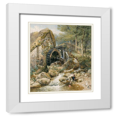 An Old Water Mill White Modern Wood Framed Art Print with Double Matting by Foster, Myles Birket