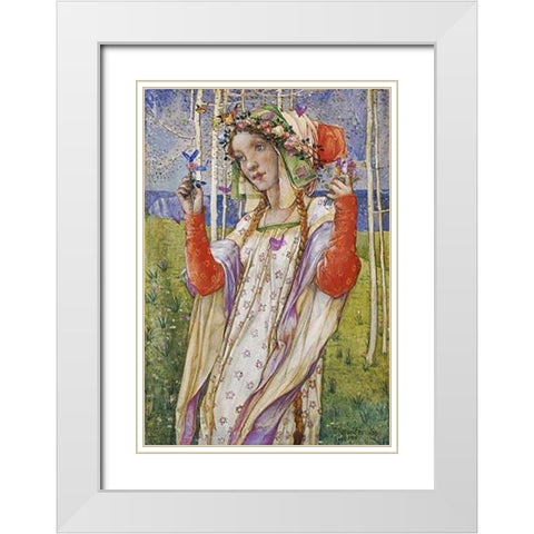 Fairyland White Modern Wood Framed Art Print with Double Matting by Frampton, Edward Reginald