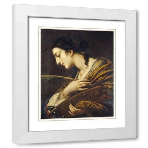 Saint Catherine of Alexandria White Modern Wood Framed Art Print with Double Matting by Franceschini, Baldassare
