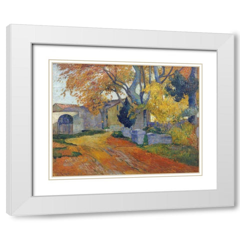 LAllee Des Alyscamps White Modern Wood Framed Art Print with Double Matting by Gauguin, Paul