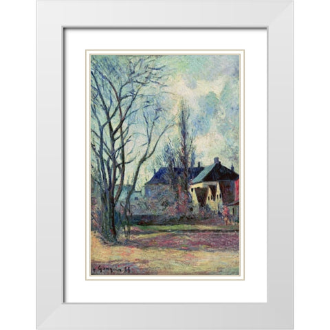 Winter Landscape at Copenhagen White Modern Wood Framed Art Print with Double Matting by Gauguin, Paul