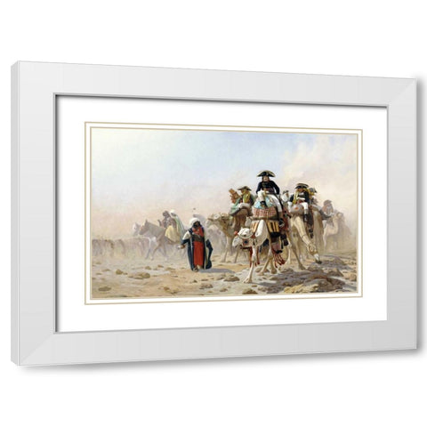 Napoleon and His General Staff In Egypt White Modern Wood Framed Art Print with Double Matting by Gerome, Jean Leon