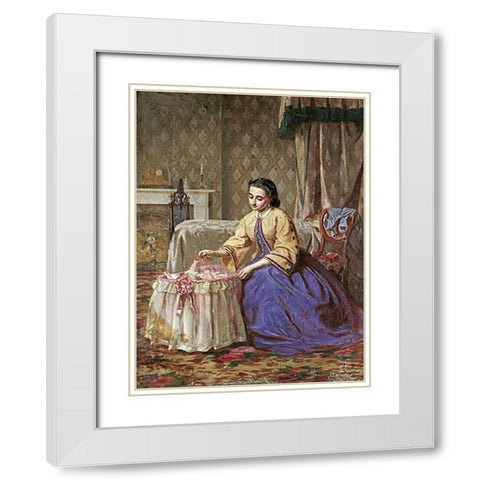 The First Toy White Modern Wood Framed Art Print with Double Matting by Girardot, Ernest Gustave