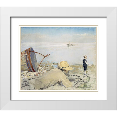 On the Shingle, Honfleur White Modern Wood Framed Art Print with Double Matting by Gonzales, Eva