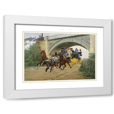 Startled By Steam White Modern Wood Framed Art Print with Double Matting by Goubie, Jean Richard