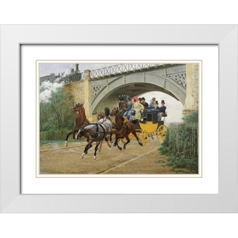 Startled By Steam White Modern Wood Framed Art Print with Double Matting by Goubie, Jean Richard