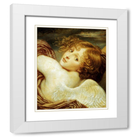 Cupid White Modern Wood Framed Art Print with Double Matting by Greuze, Jean-Baptiste