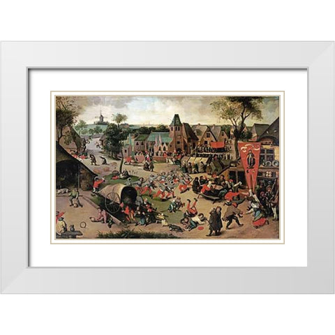 A Carnival On The Feastday of Saint George White Modern Wood Framed Art Print with Double Matting by Grimmer, Abel