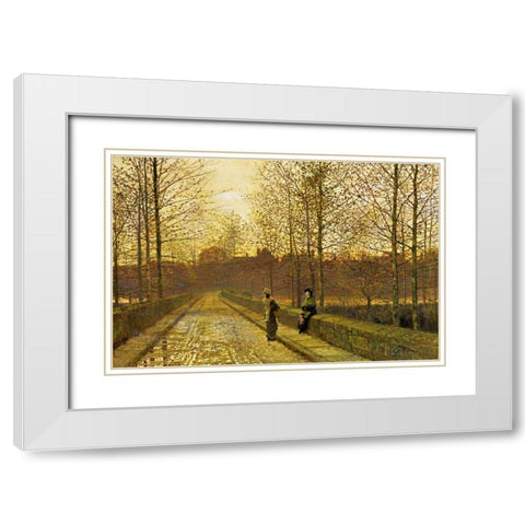 In The Golden Gloaming White Modern Wood Framed Art Print with Double Matting by Grimshaw, John Atkinson