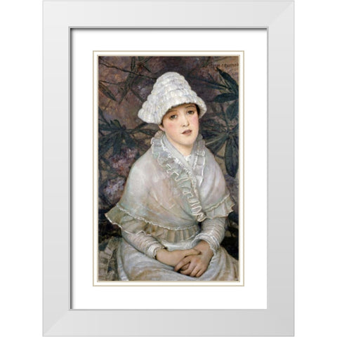 My Wee White Rose White Modern Wood Framed Art Print with Double Matting by Grimshaw, John Atkinson