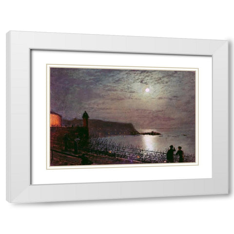 Scarborough By Moonlight White Modern Wood Framed Art Print with Double Matting by Grimshaw, John Atkinson