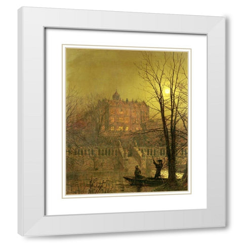 Under The Moonbeams White Modern Wood Framed Art Print with Double Matting by Grimshaw, John Atkinson