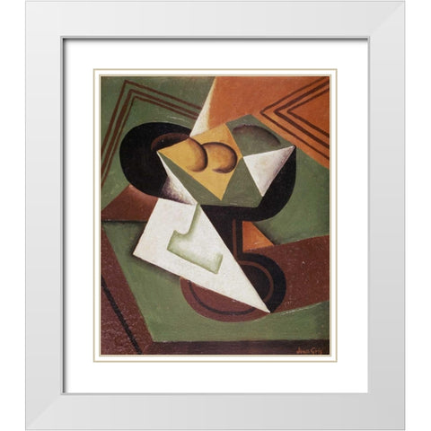 The Fruit Bowl White Modern Wood Framed Art Print with Double Matting by Gris, Juan