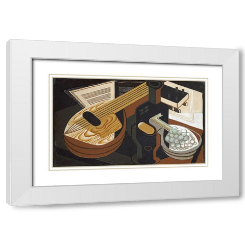 The Mandolin White Modern Wood Framed Art Print with Double Matting by Gris, Juan
