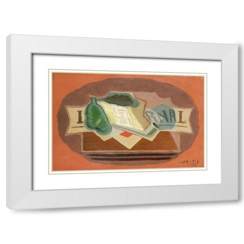 The Packet of Tobacco White Modern Wood Framed Art Print with Double Matting by Gris, Juan
