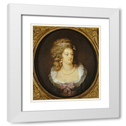 Bust Portrait of Marie-Antoinette White Modern Wood Framed Art Print with Double Matting by Guerin, Jean