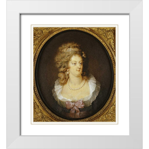 Bust Portrait of Marie-Antoinette White Modern Wood Framed Art Print with Double Matting by Guerin, Jean