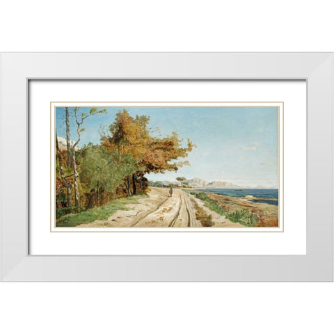Road On The Edge of The Mediterranean, Near Marseille White Modern Wood Framed Art Print with Double Matting by Guigou, Paul