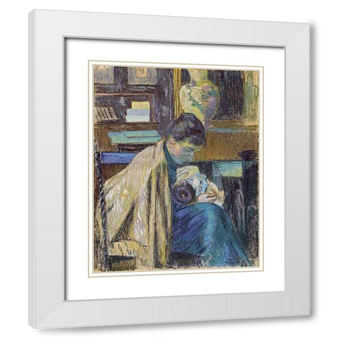 Madame Guillaumin White Modern Wood Framed Art Print with Double Matting by Guillaumin, Armand