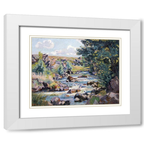 Pontgibaud Countryside White Modern Wood Framed Art Print with Double Matting by Guillaumin, Armand