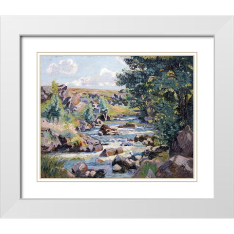 Pontgibaud Countryside White Modern Wood Framed Art Print with Double Matting by Guillaumin, Armand