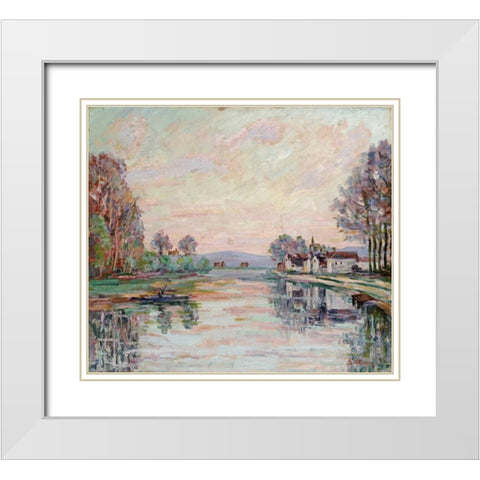 The Seine at Samois White Modern Wood Framed Art Print with Double Matting by Guillaumin, Armand