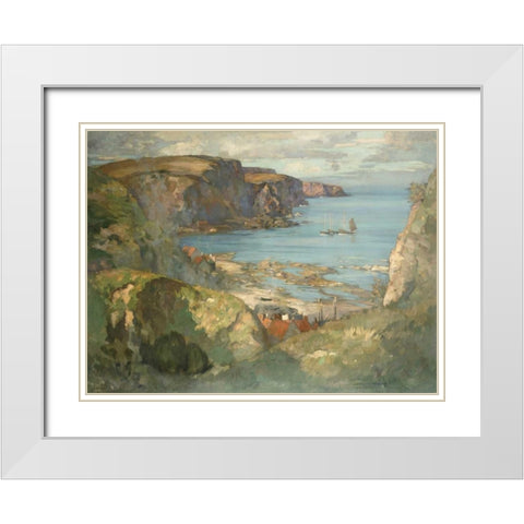 An East Coast Fishing Village White Modern Wood Framed Art Print with Double Matting by Hamilton, James Whitelaw