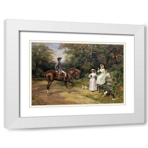 A Meeting By The Stile White Modern Wood Framed Art Print with Double Matting by Hardy, Heywood