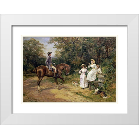 A Meeting By The Stile White Modern Wood Framed Art Print with Double Matting by Hardy, Heywood