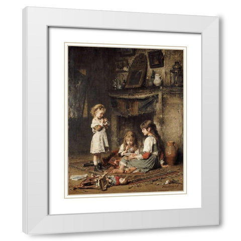 Blowing Bubbles White Modern Wood Framed Art Print with Double Matting by Harlamoff, Alexei Alexeiewitsch
