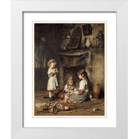 Blowing Bubbles White Modern Wood Framed Art Print with Double Matting by Harlamoff, Alexei Alexeiewitsch