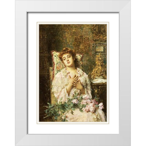 Love Offerings White Modern Wood Framed Art Print with Double Matting by Harlamoff, Alexei Alexeiewitsch