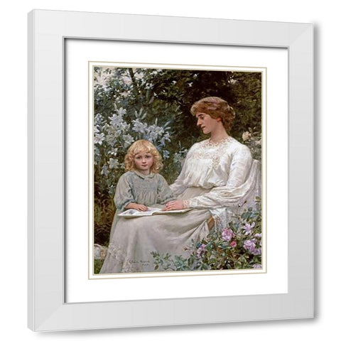 Portrait of a Mother and a Daughter White Modern Wood Framed Art Print with Double Matting by Harris, Edwin