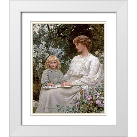 Portrait of a Mother and a Daughter White Modern Wood Framed Art Print with Double Matting by Harris, Edwin
