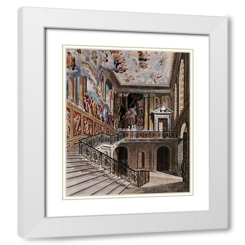 Grand Staircase, Hampton Court White Modern Wood Framed Art Print with Double Matting by Havell, D.