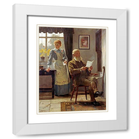 The Letter White Modern Wood Framed Art Print with Double Matting by Hayllar, James