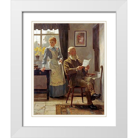 The Letter White Modern Wood Framed Art Print with Double Matting by Hayllar, James