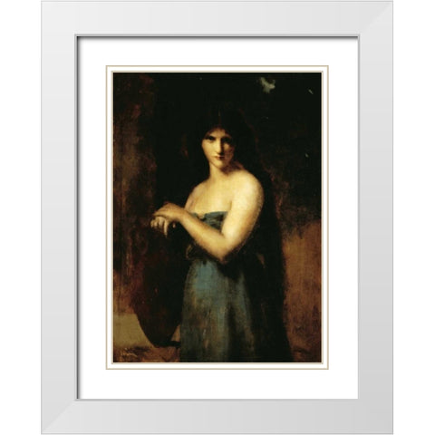 At The Fountain White Modern Wood Framed Art Print with Double Matting by Henner, Jean Jacques