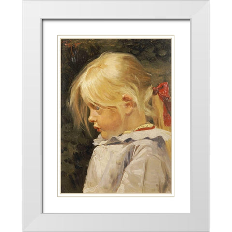 Portrait of Ingeborg Treschow White Modern Wood Framed Art Print with Double Matting by Henningsen, Frants