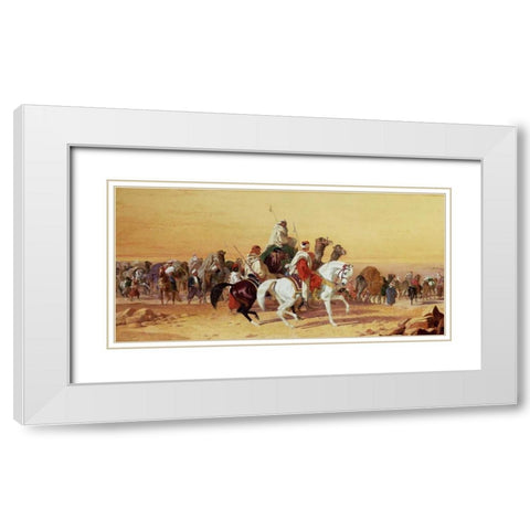 An Arab Caravan White Modern Wood Framed Art Print with Double Matting by Herring, John Frederick