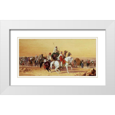 An Arab Caravan White Modern Wood Framed Art Print with Double Matting by Herring, John Frederick