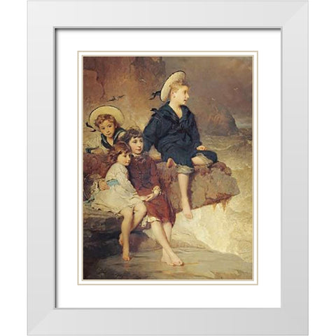 The Children of Sir H. Hussey Vivian White Modern Wood Framed Art Print with Double Matting by Hicks, George Elgar